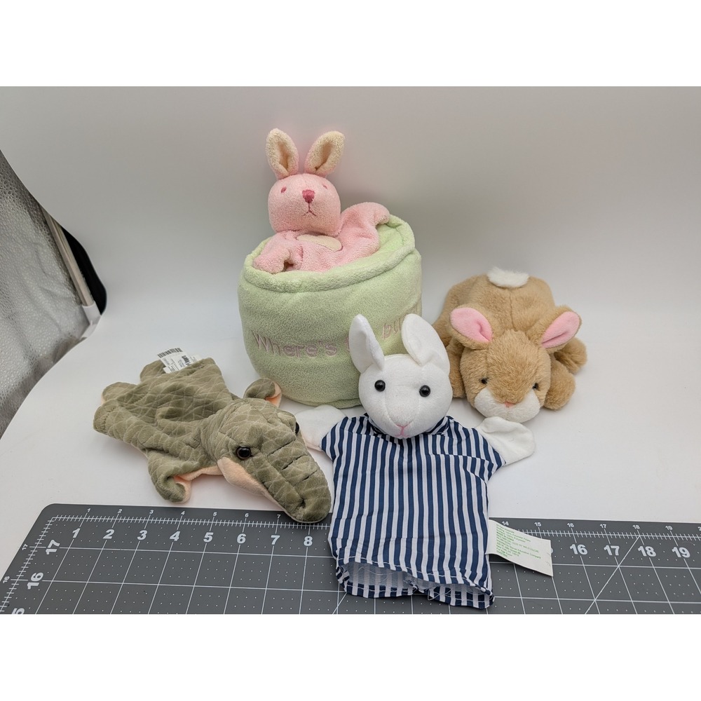 Rabbit Alligator Hand Puppet Plush Lot Pier 1 Imports All‎ Mine Marvel Stuffed